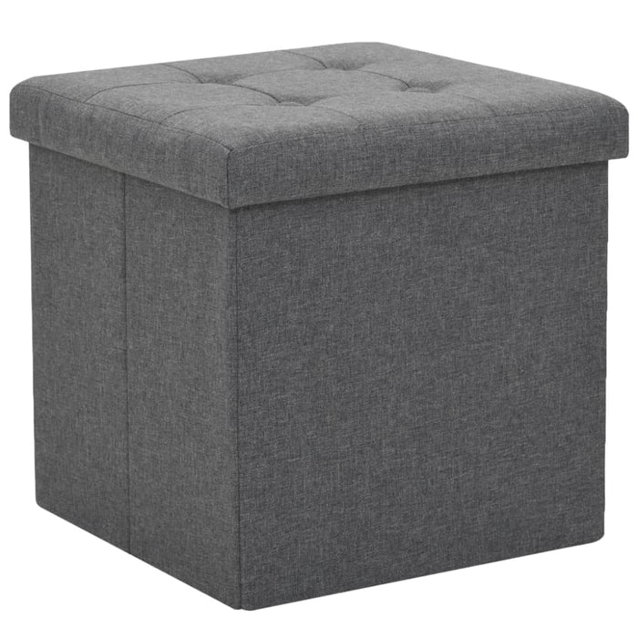 Folding Storage Stools 2 Pcs Dark Grey Faux Linen Xaibik