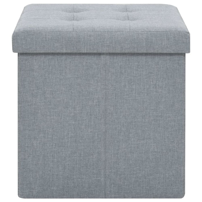 Folding Storage Stools 2 Pcs Light Grey Faux Linen Xaibnb