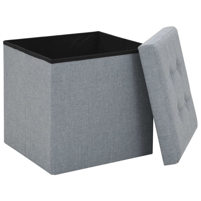 Folding Storage Stools 2 Pcs Light Grey Faux Linen Xaibnb