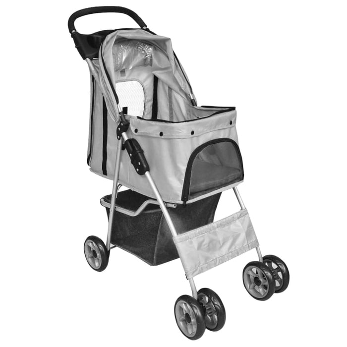 Folding Pet Stroller Dog Cat Travel Carrier Grey Oibkob