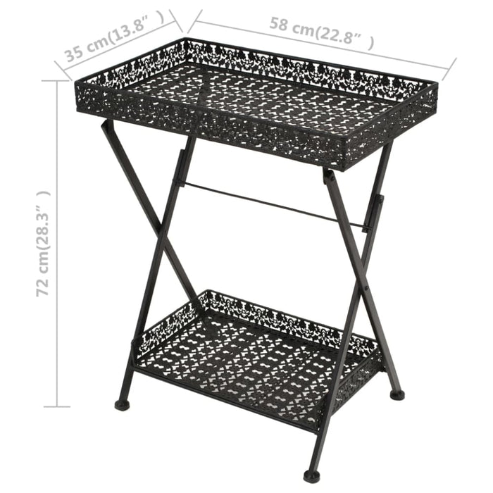 Folding Tea Table Vintage Style Metal 58x35x72 Cm Black