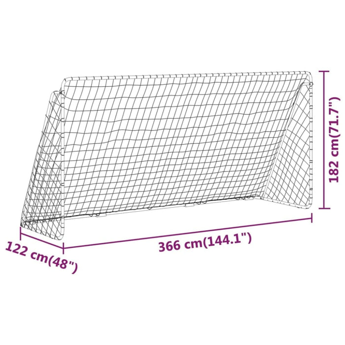 Football Goal With Net White 366x122x182 Cm Steel Kttio