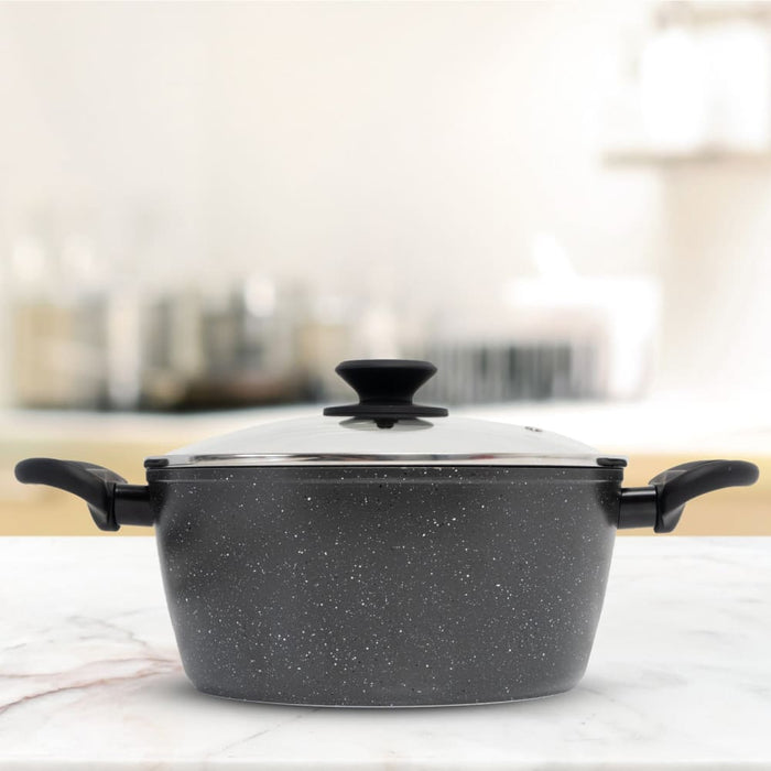 Forged Casserole With Lid Cookware Kitchen Black 24cm