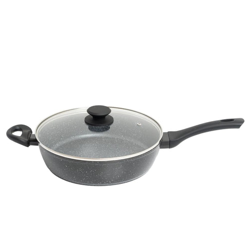 Forged Deep Frying Pan With Lid Cookware Kitchen Fry Black