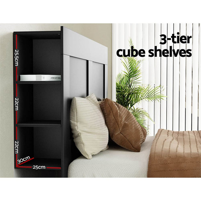 Bed Frame Double Size Head with Shelves Headboard Bedhead