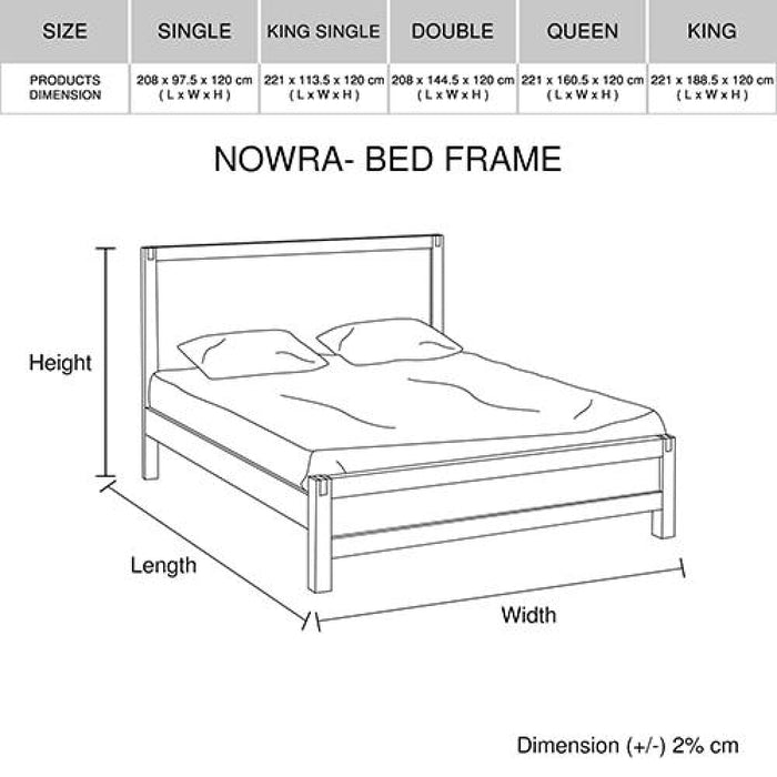 Bed Frame Double Size In Solid Wood Veneered Acacia Bedroom