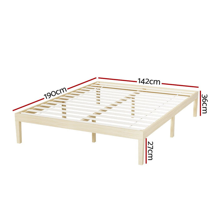 Bed Frame Double Size Wooden Base Mattress Platform Timber