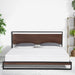 Bed Frame With Headboard Black Wood Steel Platform - Single