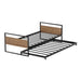 Bed Frame Metal Base with Trundle Daybed Wooden Headboard