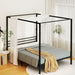 Bed Frame Metal Four-poster Platform Base Double Size Black