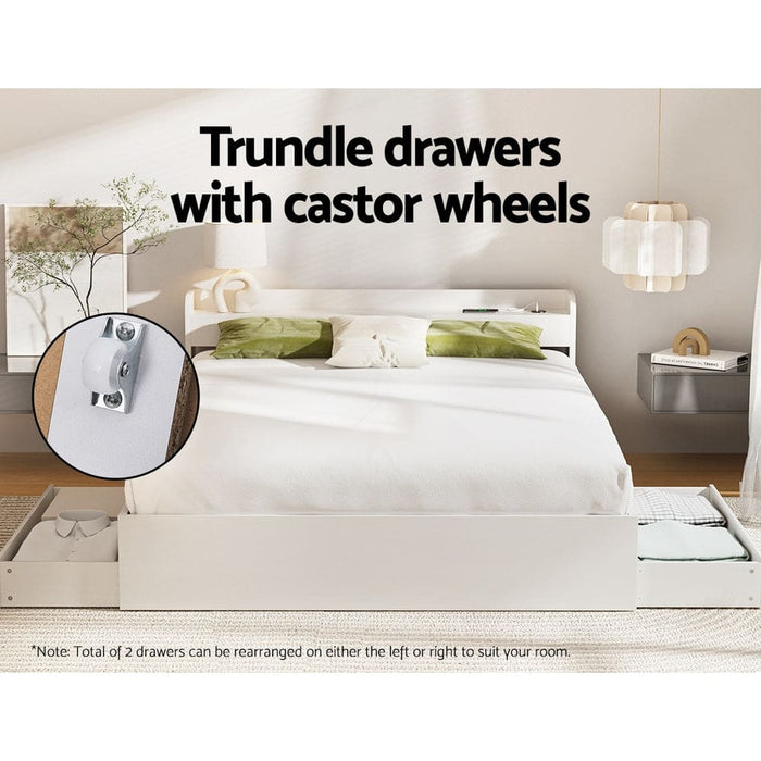 Bed Frame Queen Size Mattress Base Wtih Charging Ports 2