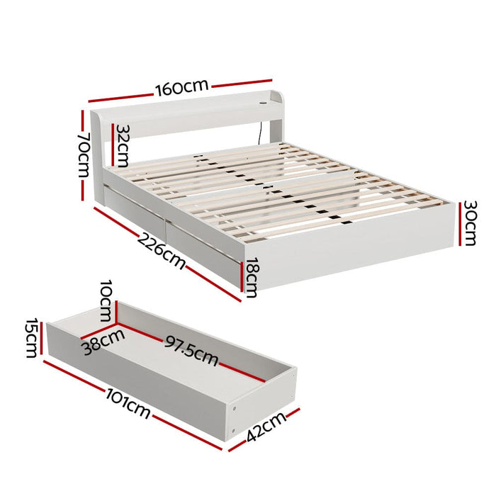 Bed Frame Queen Size Mattress Base Wtih Charging Ports 2