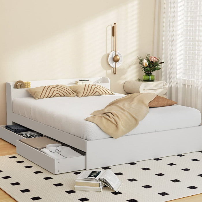 Bed Frame Queen Size Mattress Base Wtih Charging Ports 2