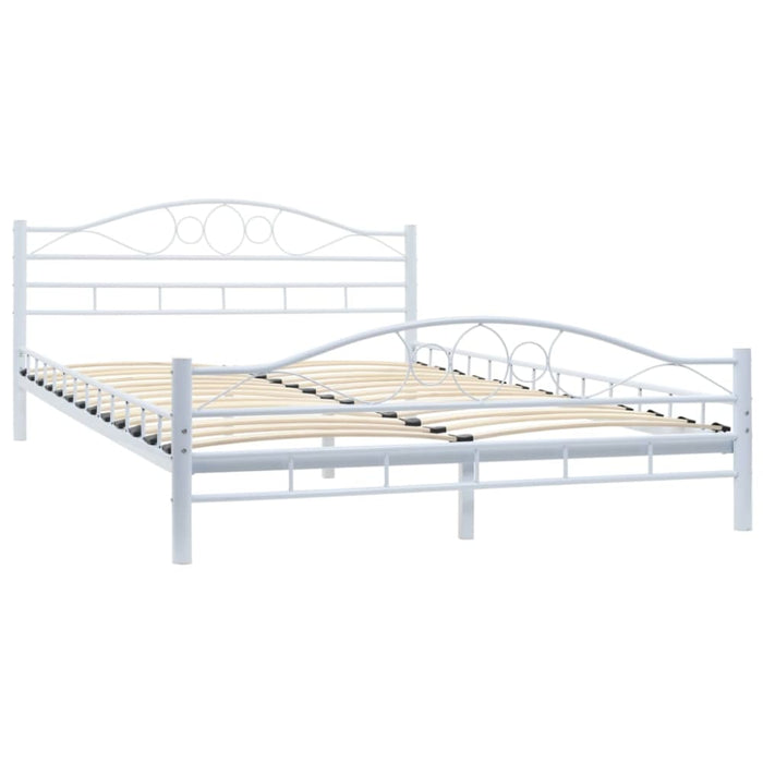 Bed Frame White Metal 137x187 Cm Xaixtl