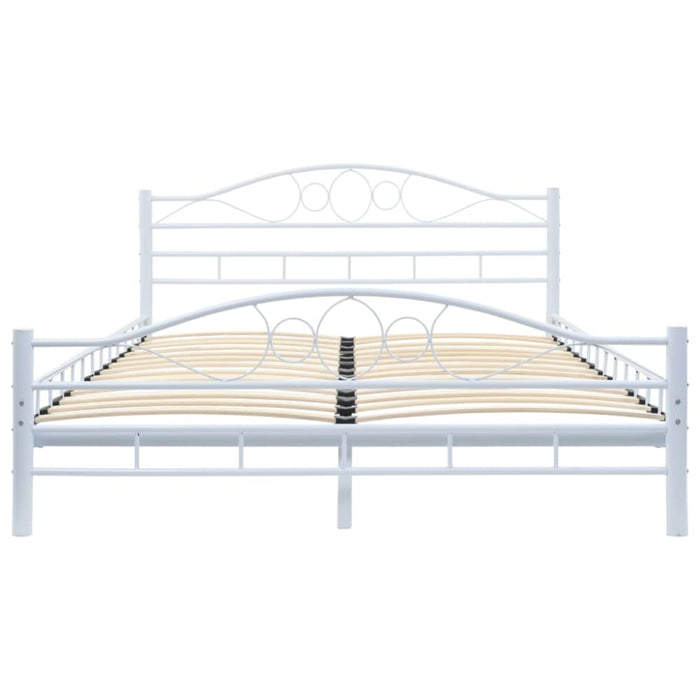Bed Frame White Metal 137x187 Cm Xaixtl