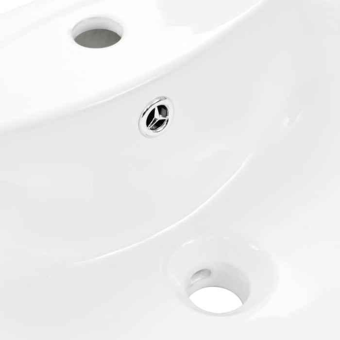Freestanding Basin with Pedestal Ceramic White 650x520x200