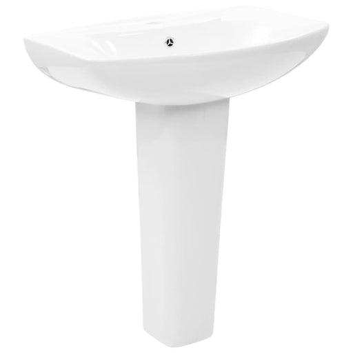 Freestanding Basin with Pedestal Ceramic White 650x520x200