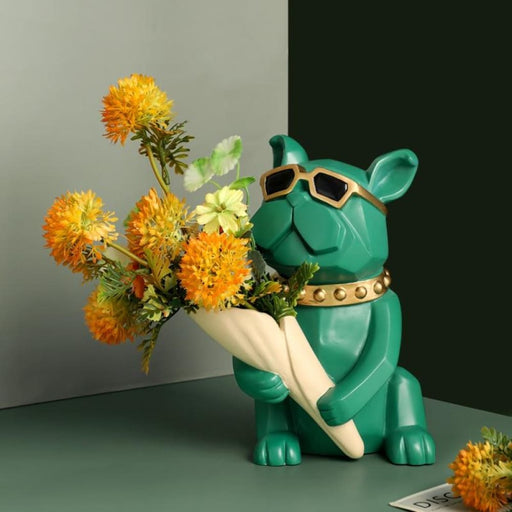 French Bulldog Statue Vase For Flower Cool Dog Decoration