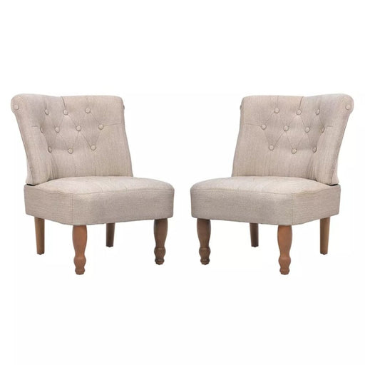 French Chairs 2 Pcs Cream Fabric Gl879