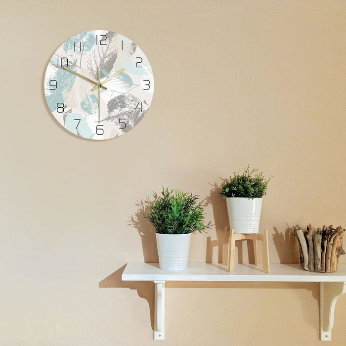 Fresh Leaves Plant Pattern Modern Wall Clock Silent