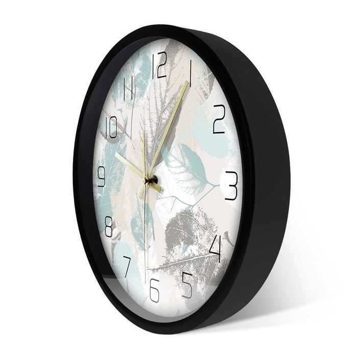 Fresh Leaves Plant Pattern Modern Wall Clock Silent
