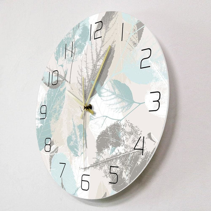 Fresh Leaves Plant Pattern Modern Wall Clock Silent