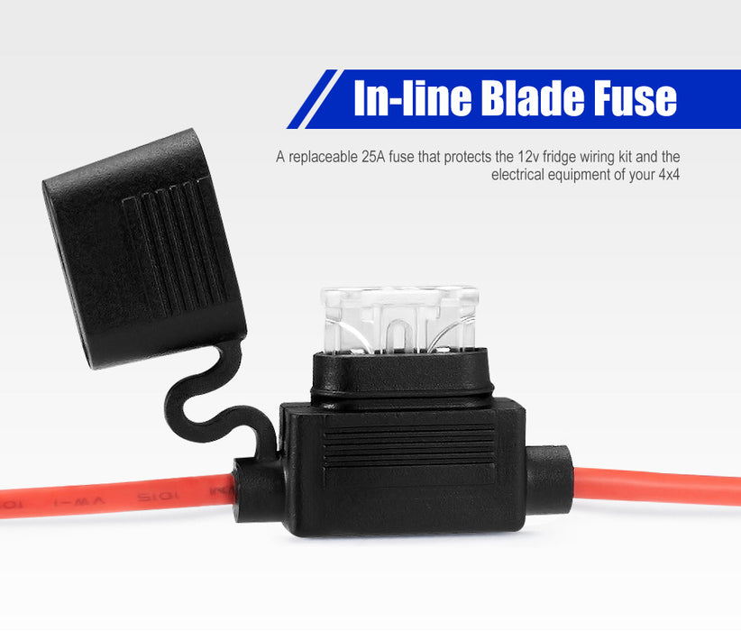 12V Fridge Wiring Kit 6M Cable Dc Cig Socket Plug In-Line Fuse 4Wd