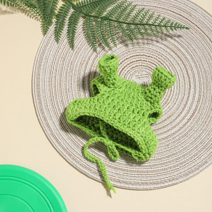 Frog Shape Puppy Hat Adorable Costume Handmade Knitted