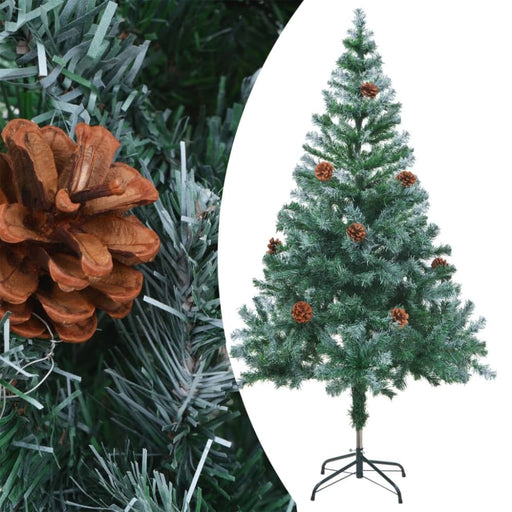 Frosted Christmas Tree With Pinecones 150 Cm Lboii