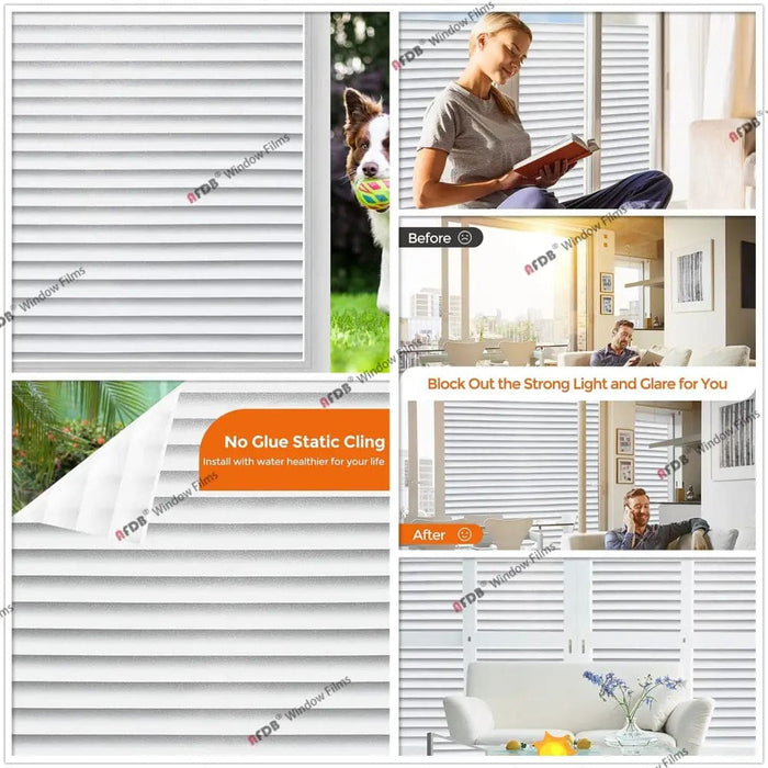 Frosted Privacy Striped Window Film Office Decorative Self