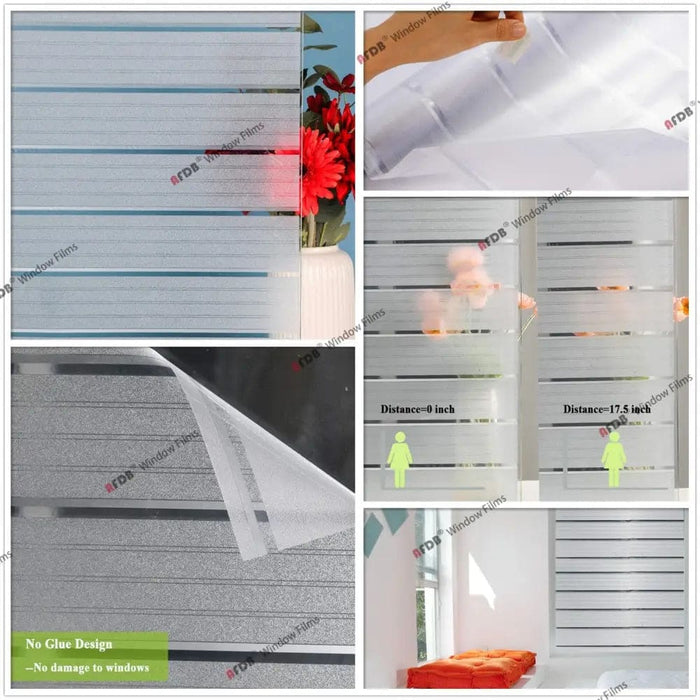 Frosted Privacy Striped Window Film Office Decorative Self