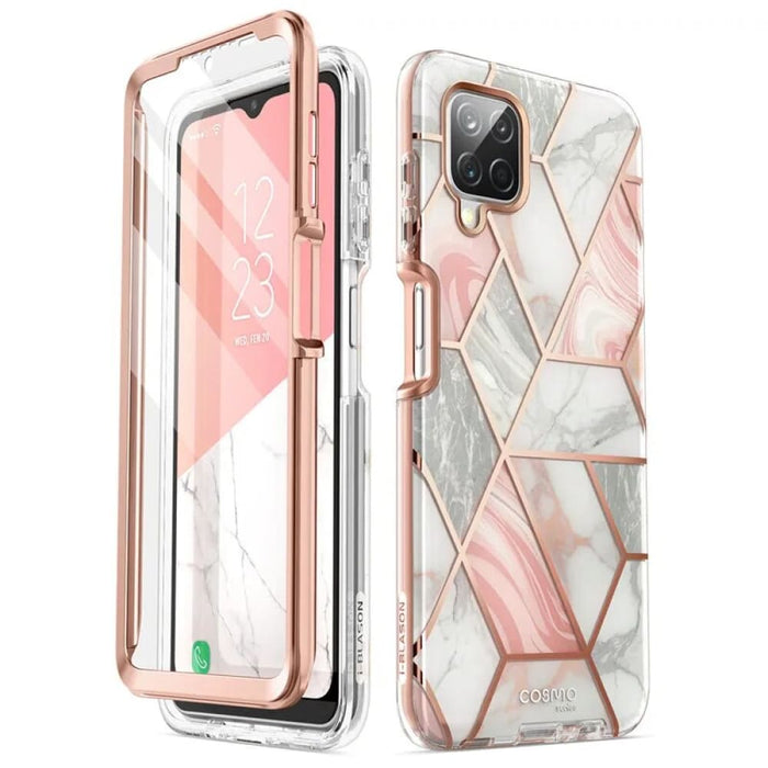 Full-body Marble Rugged Cover with Built-in Screen
