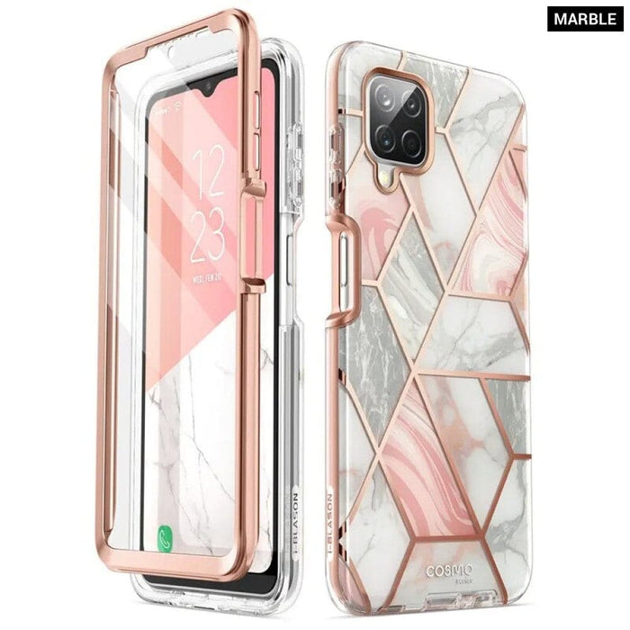 Full-body Marble Rugged Cover with Built-in Screen