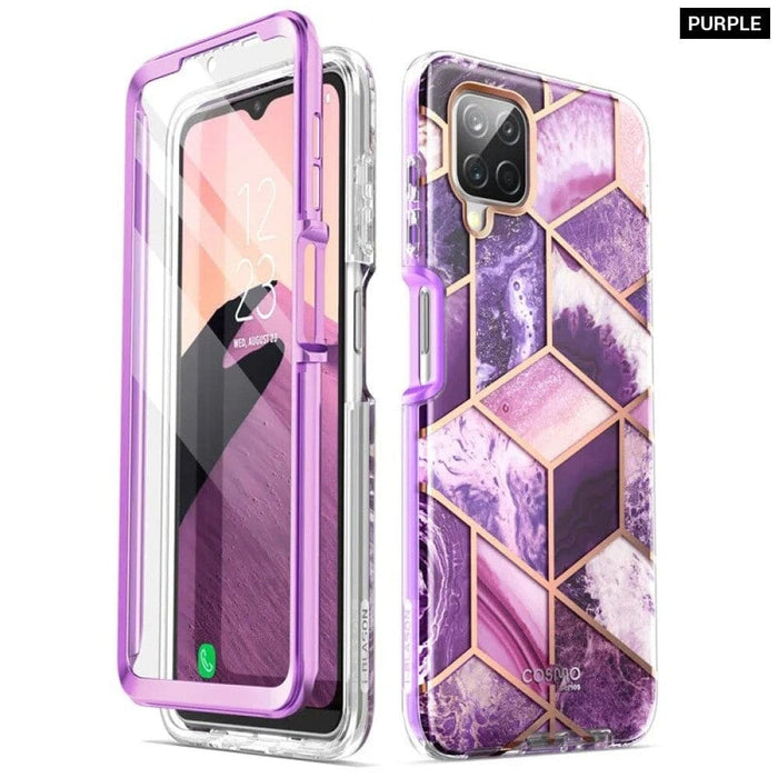 Full-body Marble Rugged Cover with Built-in Screen