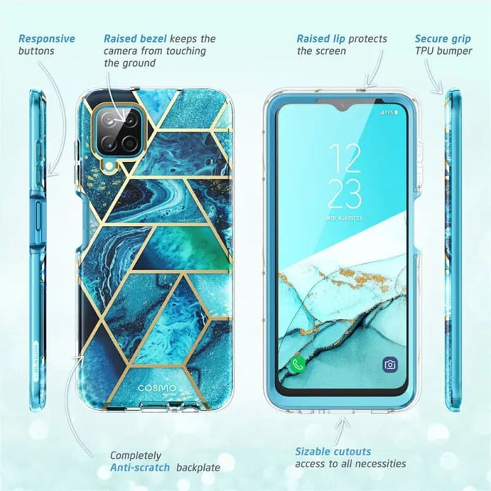 Full-body Marble Rugged Cover with Built-in Screen