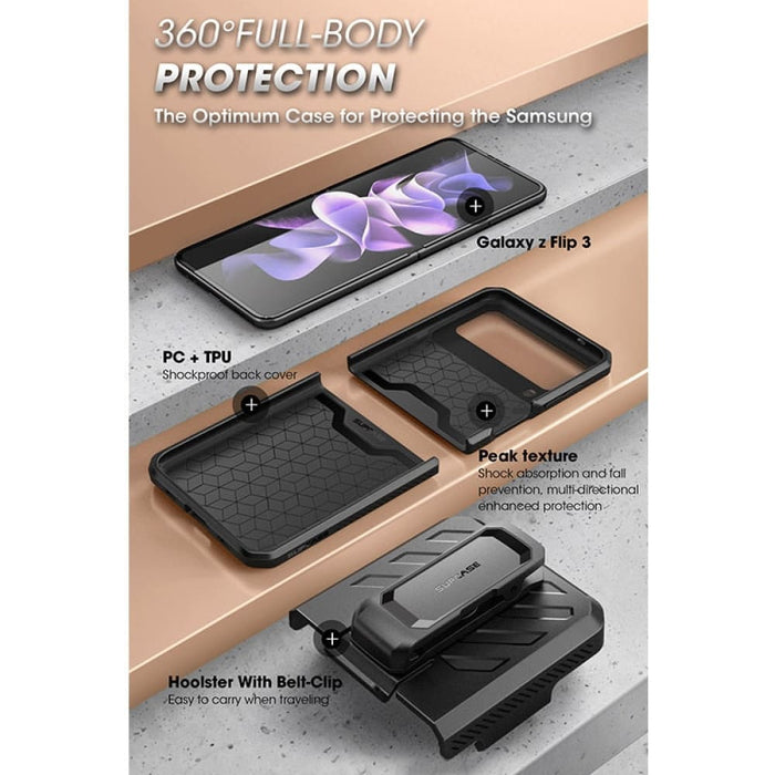 Full-body Rugged Case with Belt Clip for Samsung Galaxy z