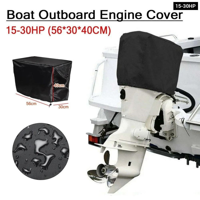 Full Outboard Motor Engine Boat Cover Black 210d Oxford