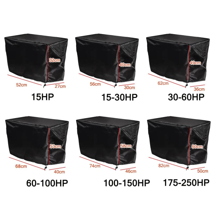 Full Outboard Motor Engine Boat Cover Black 210d Oxford