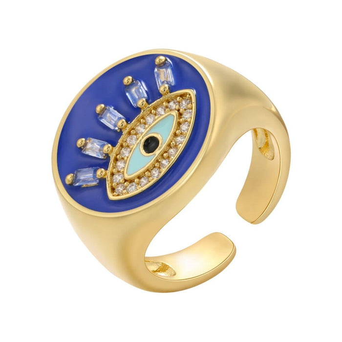 Funny Evil Eye Finger Rings With Crystal Zircon Stone