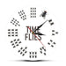 Funny Flies Inspired Time Wall Clock no Numbers Infinite