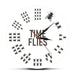 Funny Flies Inspired Time Wall Clock no Numbers Infinite