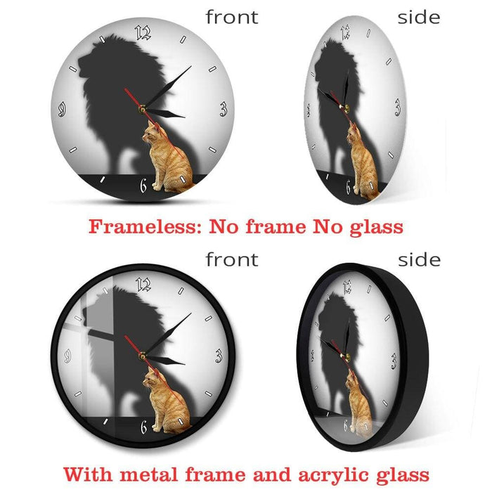 Funny Cat with Lion Shadow Conceptual Wall Clock Home Decor