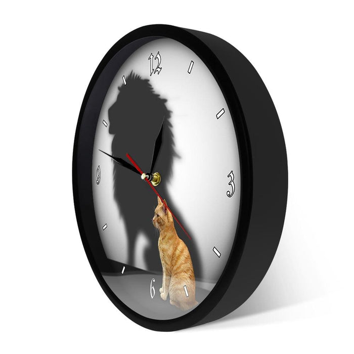Funny Cat with Lion Shadow Conceptual Wall Clock Home Decor
