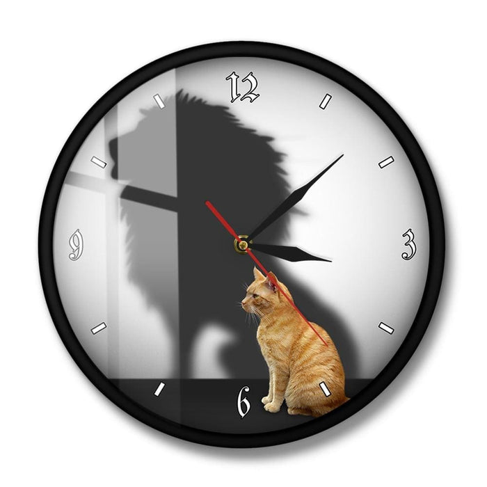 Funny Cat with Lion Shadow Conceptual Wall Clock Home Decor