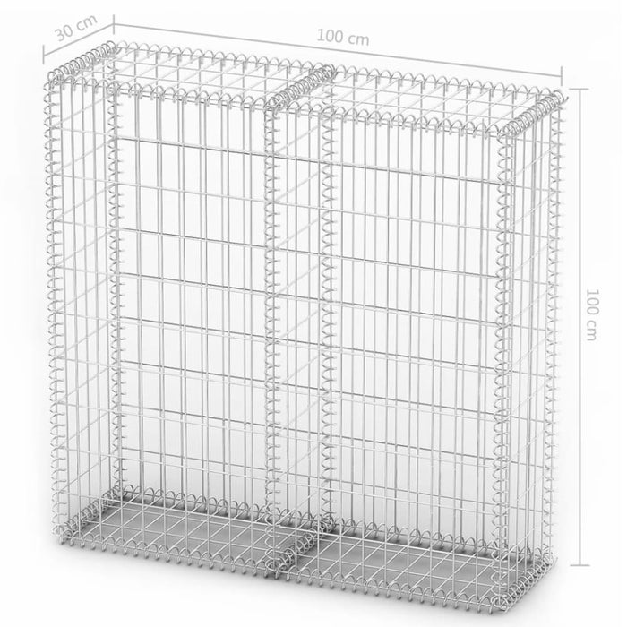 Gabion Basket with Lids Galvanised Wire 100 x 30 Cm Oaobao