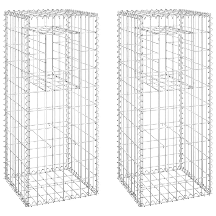 Gabion Basket Posts 2 Pcs 40x40x100 Cm Iron Opoxlo