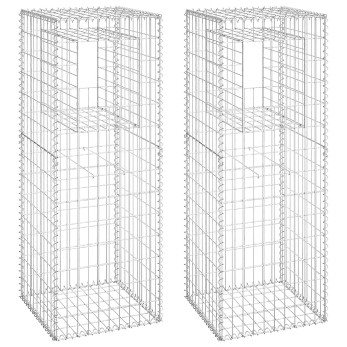 Gabion Basket Posts 2 Pcs 50x50x140 Cm Iron Opoxio