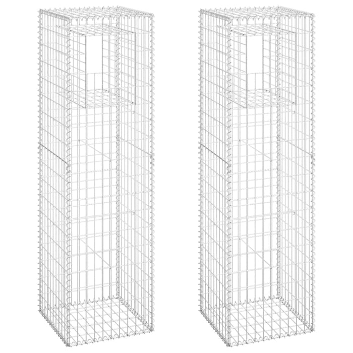 Gabion Basket Posts 2 Pcs 50x50x180 Cm Iron Opoxit