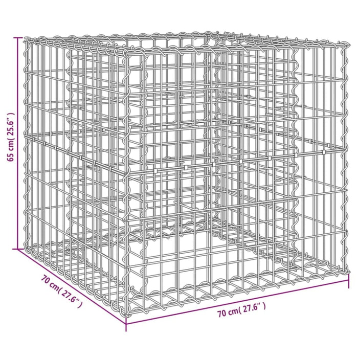 Gabion Basket Silver 70x70x65 Cm Galvanised Iron Tlanpb
