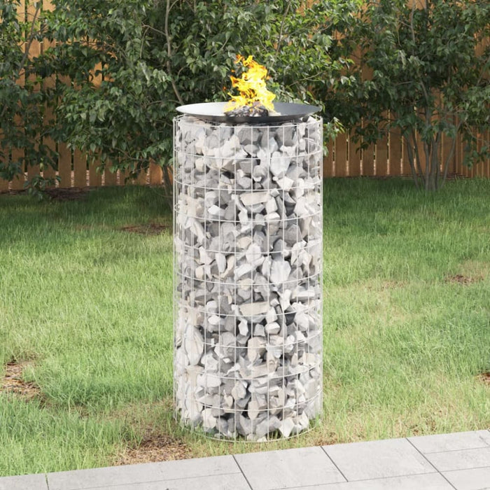 Gabion Fire Pit ø 50 Cm Galvanised Iron Optppk